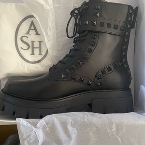 NIB Ash Leather Lewis Studded Platform Combat Boots size 40/10